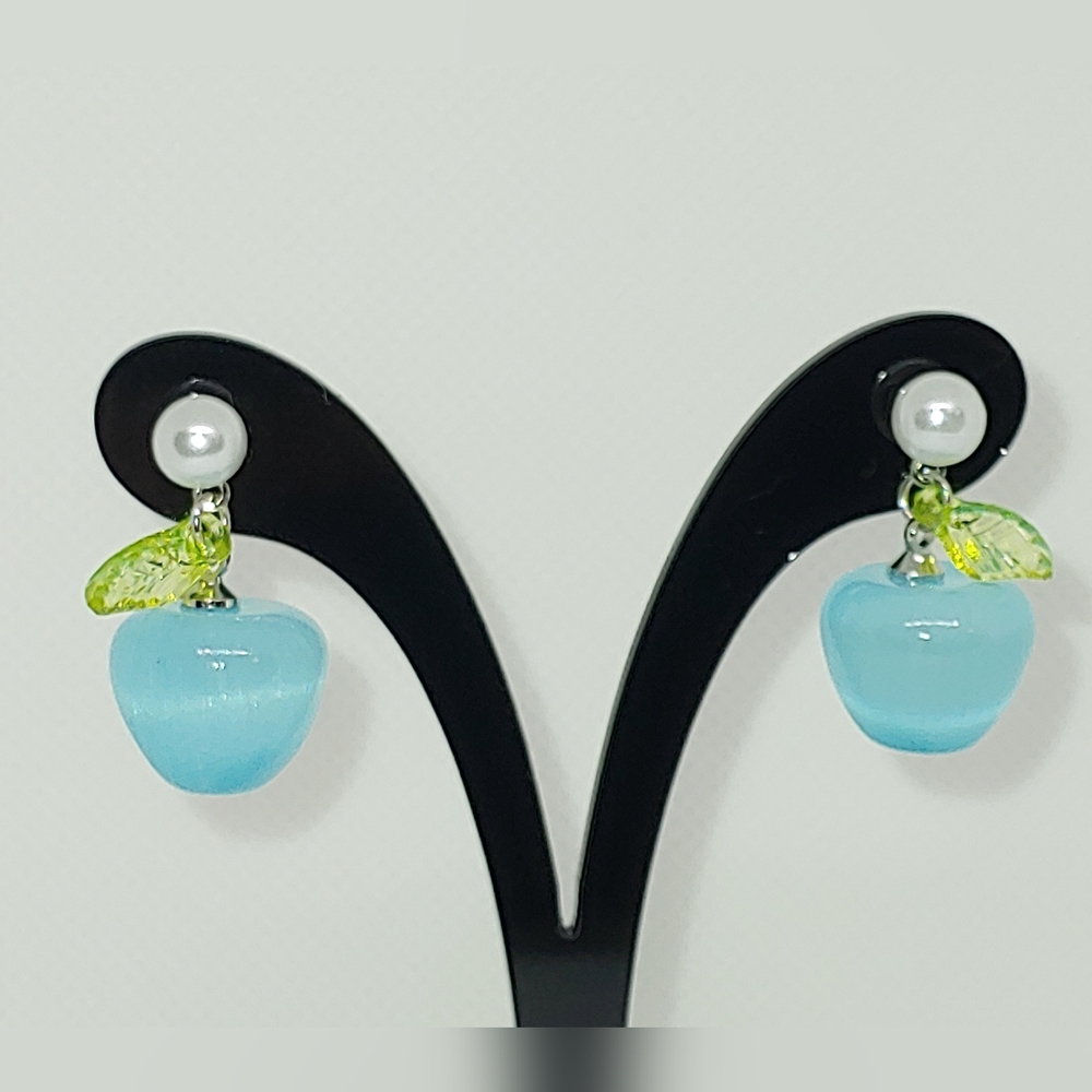 Blue apple earrings